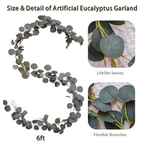 Faux Eucalyptus Garland - 2 Pack 6FT Silk Artificial Greenery Garland — view 2