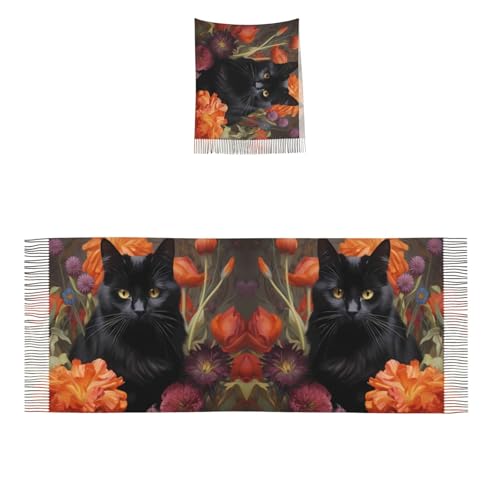 Foulards chat noir et fleurs : l'écharpe noire pour sublimer un look terne - 7