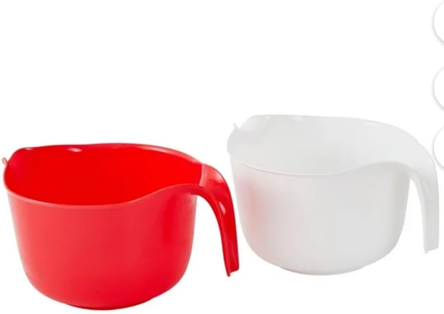Kitchen Mixing Bowls Set, 2 Piece, Plastic, Red and White