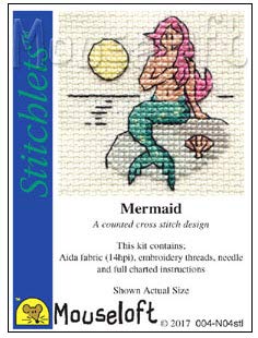 Mouseloft Mini Cross Stitch Kit - Mermaid, Stitchlets Collection