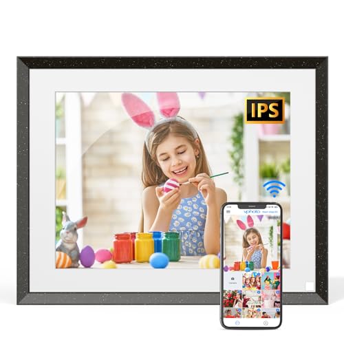 Smart Digital Photo Frame WiFi-Digital-Picture-Frame - 9.7 inch Touch Screen, FHD 1080P Video Playback, 32GB, Auto-Rotate, Motion Sensor, Share Photo via App Email, Free Cloud, Gift for Family Friends