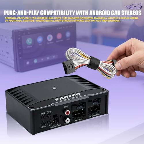 Image of FABTEC Car Android DSP 6 Channel Amplifier 70W RMS x 4 Speakers + 2 x TWEETERS + 1 SUBWOOFER Ultra Slim Mini Sound Booster for Car Android Stereo