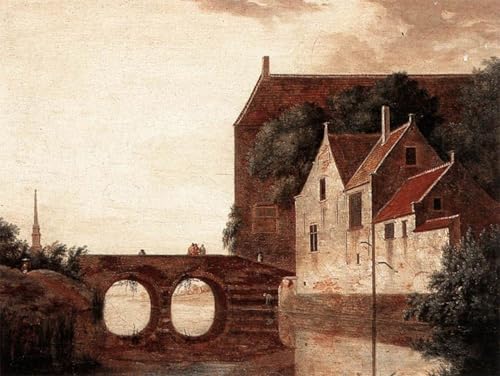 Impression sur toile Jan Van Der Heyden Vue d'un pont poster et affiche moderne de salon 60x90