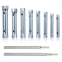 10 Stück Rohrsteckschlüsselsatz, 6-22mm Sechskant-steckschlüssel Set, Hohlschaft Doppelstecker Rohrschlüssel Sets für den Einbau und die Reparatur von Spülen und Wasserhähnen, mit 2 Stück Drehdorn