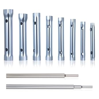 Foto di Tiugbjkgk 8 Pcs Chiavi a Bussola per Rubinetti, Set Chiavi a Tubo Lunghe per Idraulico, Chiave a Bussola Tubolari Esagonale da 6-22 mm per Serraggio del Lavandino, con 2 Barre
