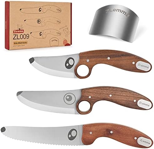 ZLemma Kids Real Chef Knife Set with Wooden Handle & Stainless Steel Blade