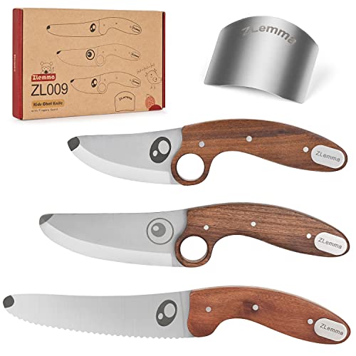 Zlemma Kids Real Chef Knife Set With Wooden Handle & Stainless Steel Blade #TOP2