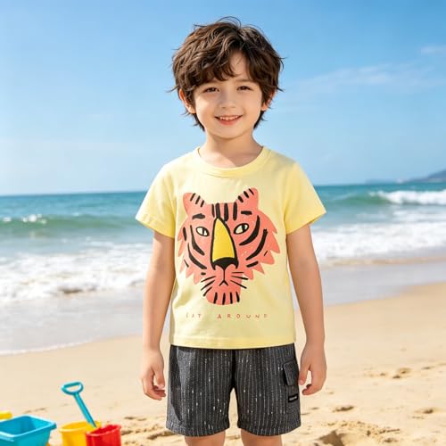 Image of Boy Shorts Sets Dinosaur Animal Print Shirt Summer Outfits Set 2pcs Casual Clothes