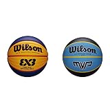 Wilson 3 x 3 Spiel Basketball & Unisex-Adult MVP BSKT Basketball, Schwarz/Blau, 3