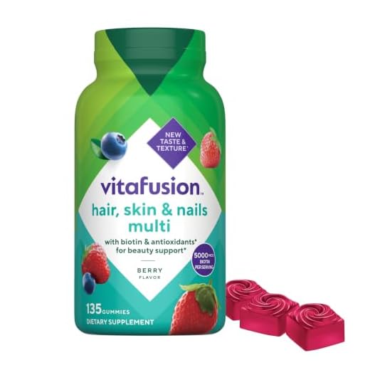 Vitafusion Gorgeous Hair, Skin & Nails Multivitamin Gummy Vitamins, plus Biotin and Antioxidant vitamins C&E, Raspberry Flavor, 135ct (45 day supply), from America’s Number One Gummy Vitamin Brand