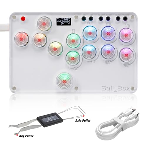 Gaming Keypad, 13Keys Fighting Gamepad Leverless Controller Arcade Stick – Supports SOCD & OLED Display, Mechanical Switch Keys, Suitable for PC/PS3/PS4/Switch/Steam with TURBO