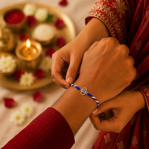 Image of Unniyarcha 925 Sterling Silver God Blessings Rakhi for Men | Certified Silver Raksha Bandhan Rakhi for Brother (Shivaling)