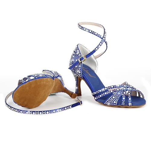 Image of Latinsoul Y205-36 Women's Crystal Rhinestone Latin Dance High Heel Shoes - Stylish Adjustable Strap Design Comfortable Dance Shoes