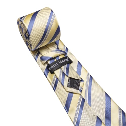 Image of Barry.Wang Mens Tie Set Plaid Check Neckties Formal Business Wedding Luxury Pocket Square Cufflinks