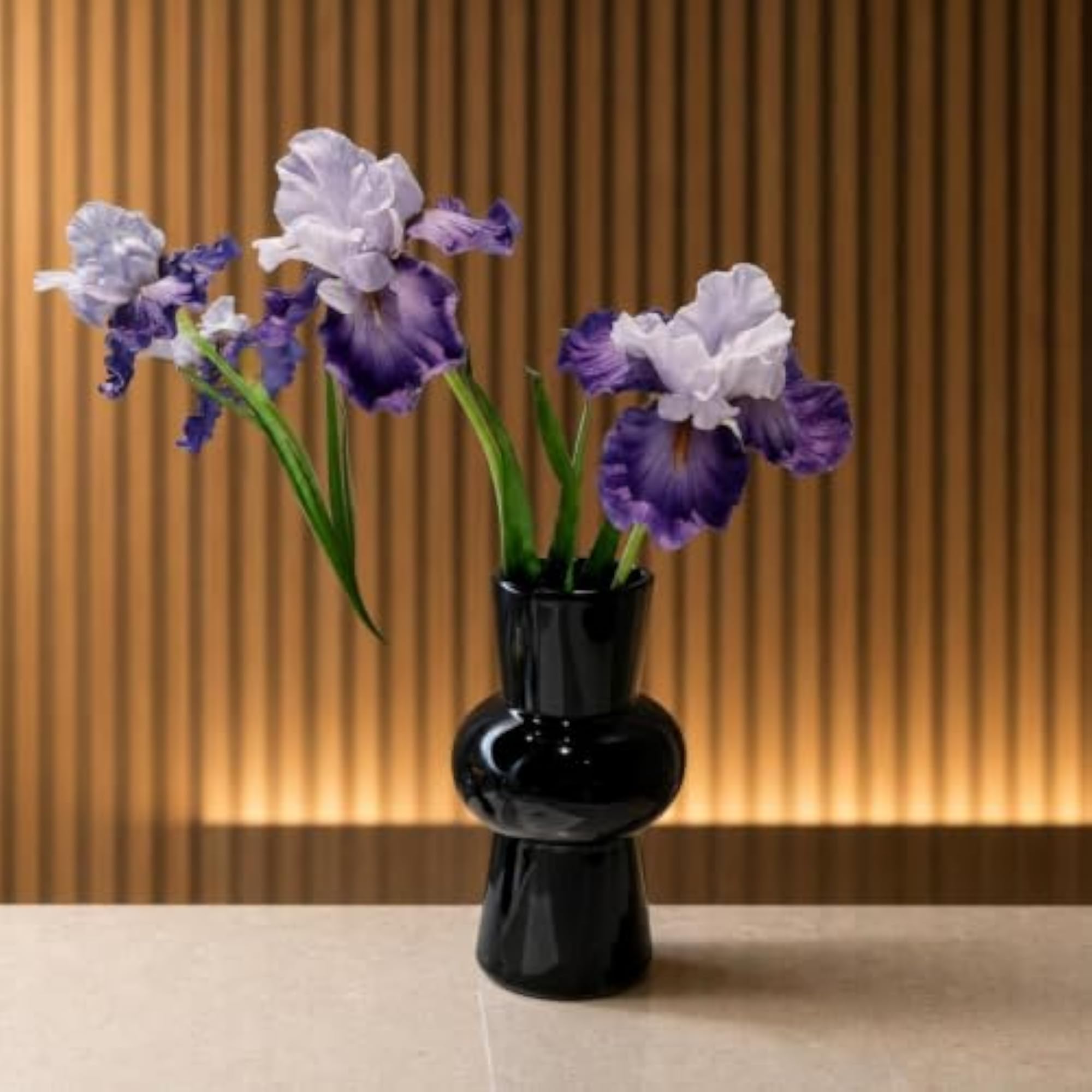 Premium Artificial Iris Flower Arrangement with Vintage Vase