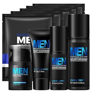Cool Oil Control Mens Facial Care Kit, Mens Skin Care Kit With Face Wash, Moisturizer, Toner, Lotion, Face Mask, For Hydrating, Deep Cleansing, Men Skin Care Kit Gift Set For Birthday