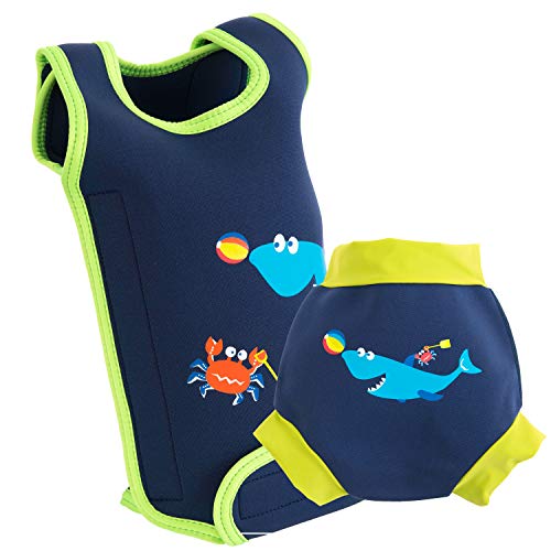 Konfidence Baby Swim Set - Babywarma & NeoNappy Swim Nappy Cover (Fergal and Crabby, BWR20-06-18, NN20-06)