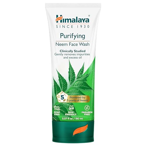 Himalaya Purifying Neem Face Wash, Normal to Oily Skin, Turmeric, Vegan, Cruelty Free, Soap and Paraben Free, Dermatologically Tested, SLS/SLES Free, 5.07 Fl Oz, 150 mL, 1 Pack