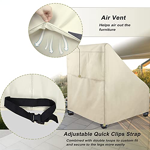 Nettypro Waterproof Patio Chair Covers 4 Pack, 600D Heavy Duty Outdoor Seat Cover, 26W X 28W X 28H Inch, Beige #TOP4