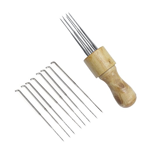 Diy Craft Wool Felt Stitch Punch Tool Solid Wood Handle With Eight Needles Tool #TOP28