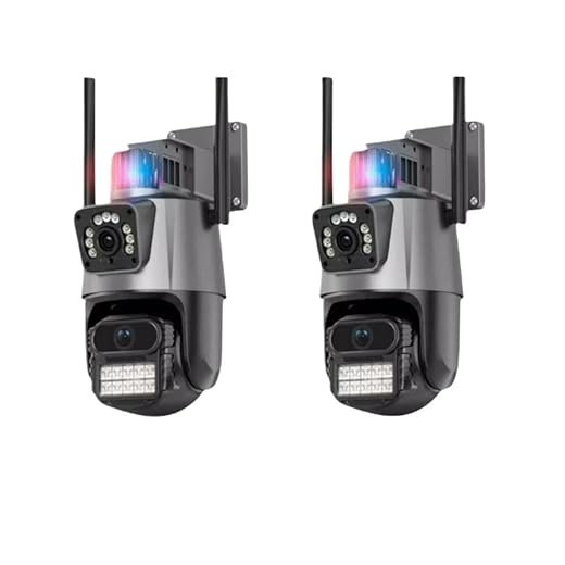 KIT Câmera De Segurança Externa Lente IC Dupla Com Sirene Wifi 6mp Full Hd 4K 360graus Visão Noturna(KIT2_Camera_Dupla_Alarme)