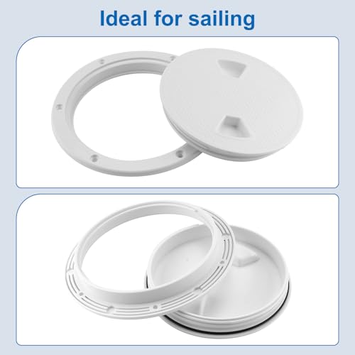 YaeMarine 6" Boat Deck Cover Marine Inspection Hatch Deck Plate Access & Lid Round Non-Slip RV (White) by YaeMarine - Image 4