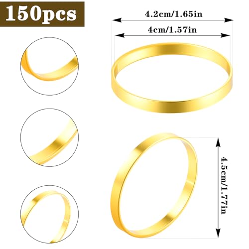 100Pcs Gold Napkin Rings Bulk, Elegant Gold Napkin Rings, Servilleteros para Mesas for Weddings, Parties, Dinners