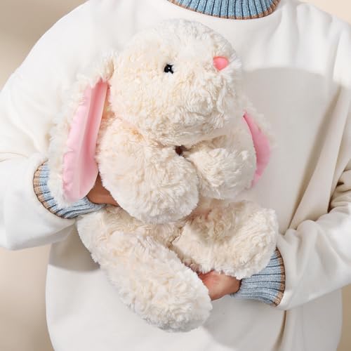 Peluche de lapin lestée 4,5 kg de 70 cm en pelage beige robuste et doux - 5
