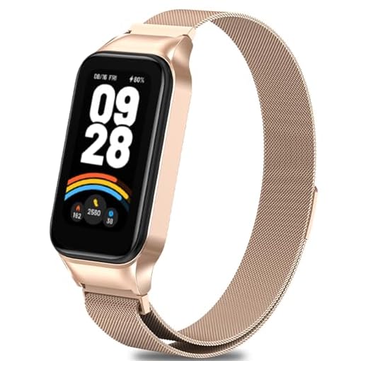 RenSheng Hermosa Correa Compatible con Xiaomi Smart Band 9 Active Correa de Metal de Acero Inoxidable para Xiaomi Smart Band 9 Active Pulseras