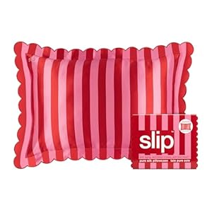 slip Queen Pure Silk Pillow Case with Scalloped Edge – 100% Pure 22 Momme Mulberry Silk – Queen Size Standard Pillow Case – Anti-Aging, Anti-BedHead, Anti-Sleep Crease, Sunshade (20″ x 30″)
