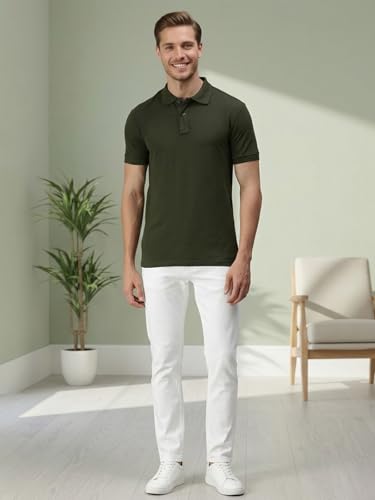 Image of Lux Cozi Men's Cotton Solid Polo Tshirt | Collar Tshirts | Half Sleeves | Stylish & Premium All Day Wear | Pack of 1