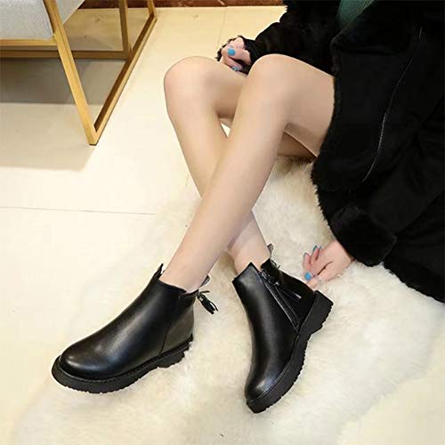 King Ma Women's Martin Boots Fashion Fringed Non-Slip Short Leather Boots Black #TOP4