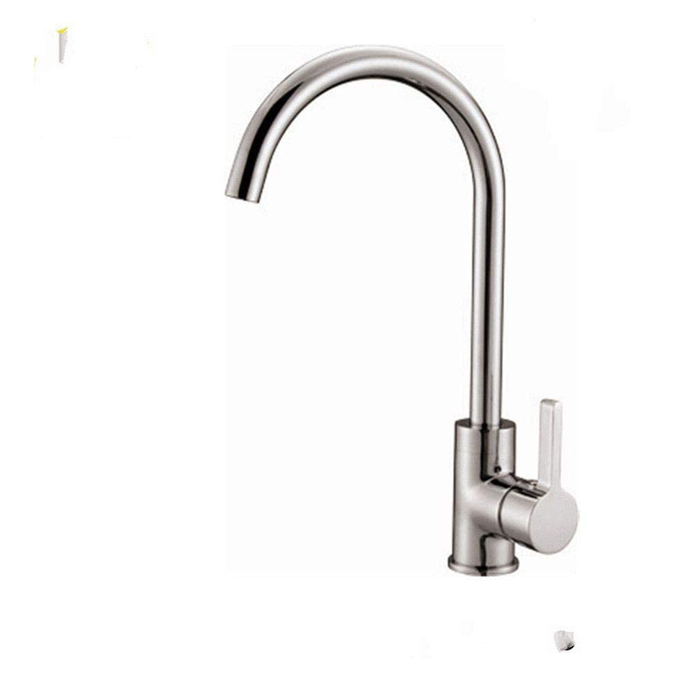 Robinet de cuisine en cuivre chromé tréfilage avec mitigeur d'évier eau chaude et froide monotrou