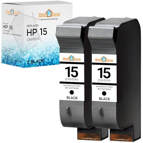 Houseoftoners Remanufactured 2-Pack Ink Cartridge Replacement for HP 15A C6615DN Black for HP DeskJet 825C 825cvr 840C 841C 842C 843C 845C 845cv (2-Black) Cover