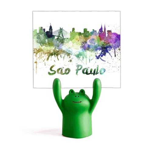 Porte-mémo aquarelle Brésil Sao Paulo avec figurine grenouille décorative