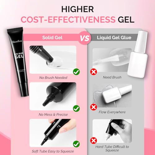 Image of MelodySusie 2Pcs*20g Solid Nail Glue Gel, Super Strong & Long Last Soft Gel Nail Tips Glue for Acrylic Fake Nails, 3D Nail Art, Nail Gem, Soak off UV & LED Lamp Needed, Home DIY & Salon