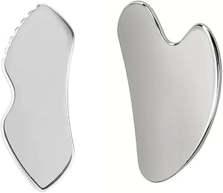 Qury 2pcs Stainless Steel Gua Sha Tool Metal Comb Skin Care Tools Body and Face Sculpting Skin Tightening Drainage