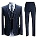 Allthemen Costume Homme 3 Pièces Tuxedo Slim Fit à Carreaux Deux Boutons d'affaire Mariage Trois Pièces Veste+Gilet+Pantalon Homme Bleu 1 L