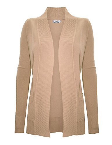 Image of Cielo Women's Solid Basic Open Front Pockets Knit Sweater Cardigan