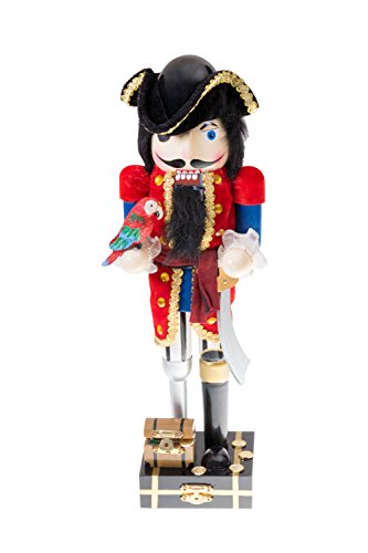 Clever Creations Traditional Wooden Collectible Pirate Captain Christmas Nutcracker | Festive Christmas Decor | 100% Wood | 14" Tall Perfect for Shelves and Tables