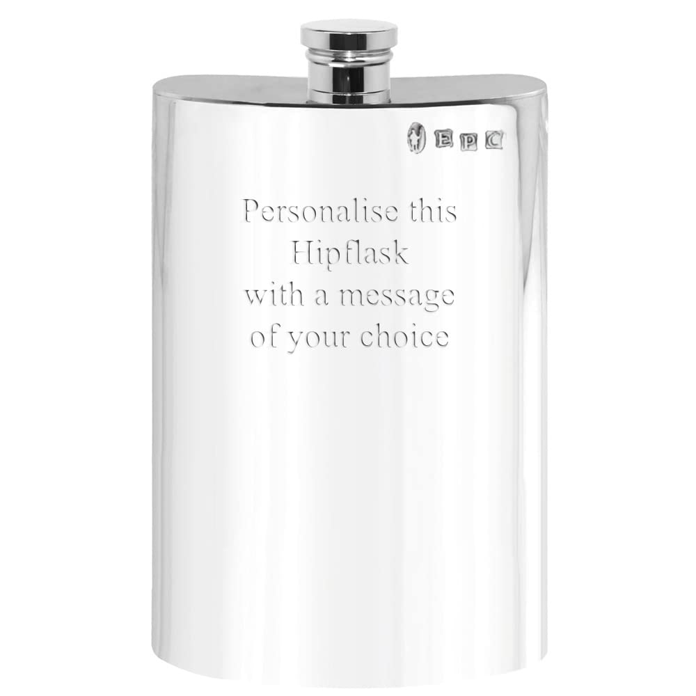 English Pewter Company Sheffield, England Women's Black,Platinum,Silver English Pewter Company 8Oz Plain Pewter Hip Flask. Personalised With Free Engraving [Fl257]