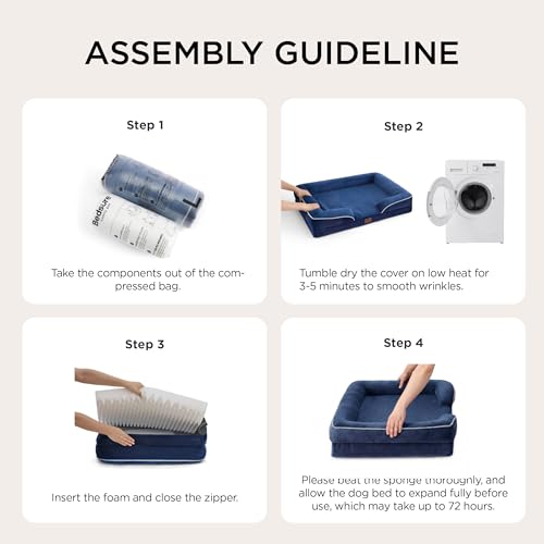 Image of Bedsure Jumbo Orthopedic Dog Bed for Extra Large Dogs - Washable XLarge Dog Cat Bed Waterproof, Comfort Dogs Couch Sofa with Washable Removable Cover, Pet Bed with Nonskid Bottom, Blue Navy, 45 inch