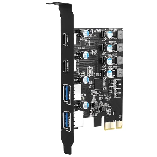 Sinefine 4 Ports PCI-E to USB 3.0 Expansion Card (2 USB Type-A and 2 USB Type-C Ports), Internal Converter PCI Express Expansion Card for Desktop PC Card