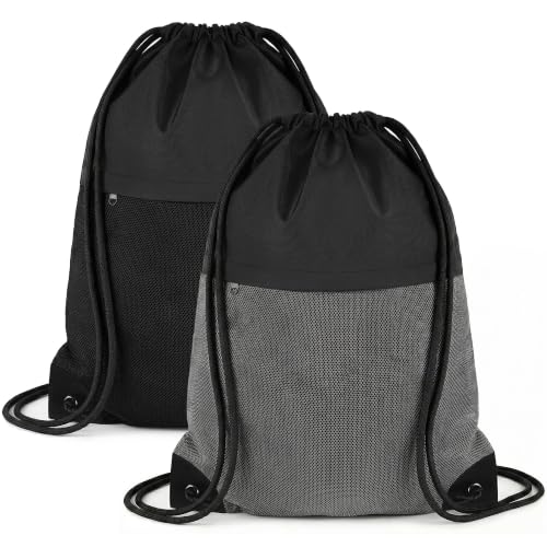 Image of TILYMOL 2Pcs Drawstring Backpack Gym Bag - String Gym Bag for Women & Men, Lightweight Cinch Sports Sackpack for Beach, Travel, Yoga, Swimming