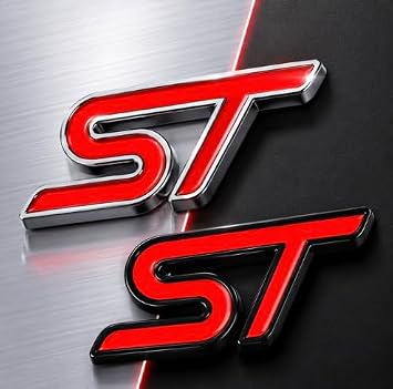 2X ST Badge 3D Metal Badge car Sticker (Black red)