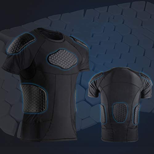 Mens Padded Shirt Short Sleeve Compression Protective T-Shirt Baseball Team Shirt Rib Chest Shoulder Back Protector For Snowboarding Skiing Basketball Soccer Football Bicycle Paintball Training Xxl #TOP2