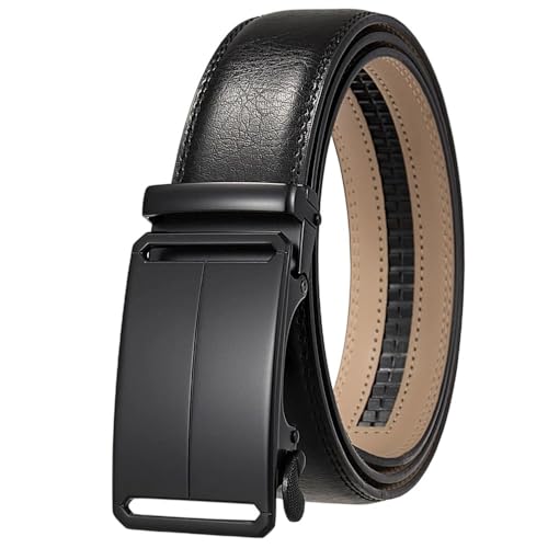 Men 3.5Cm Width Genuine Leather Belt Solid Automatic Buckle Mens Dress Suit Belts Style 5 110cm