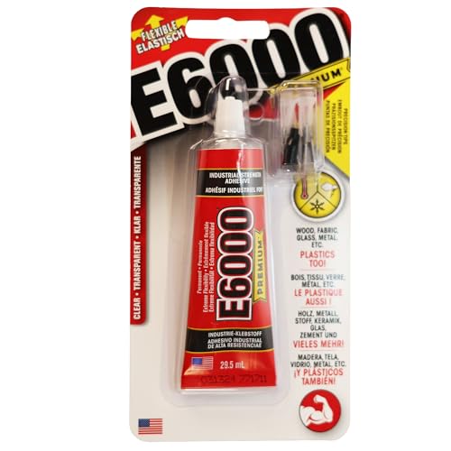 E6000 Pegamento industrial transparente resistente al agua de 29,5 ml, con puntas de precisión, pegamento fuerte para hacer joyas, cuentas, diamantes de imitación y proyectos de bricolaje