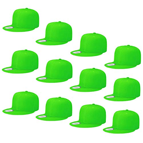 Image of Falari Wholesale 12 Pack Snapback Hat Cap Hip Hop Style Flat Bill Blank Solid Color Adjustable Size