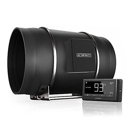 AC Infinity CLOUDLINE T10, Quiet 10” Inline Duct Fan with Temperature Humidity Controller, Bluetooth App - Ventilation Exhaust Fan for Heating Cooling Booster, Grow Tents, Hydroponics